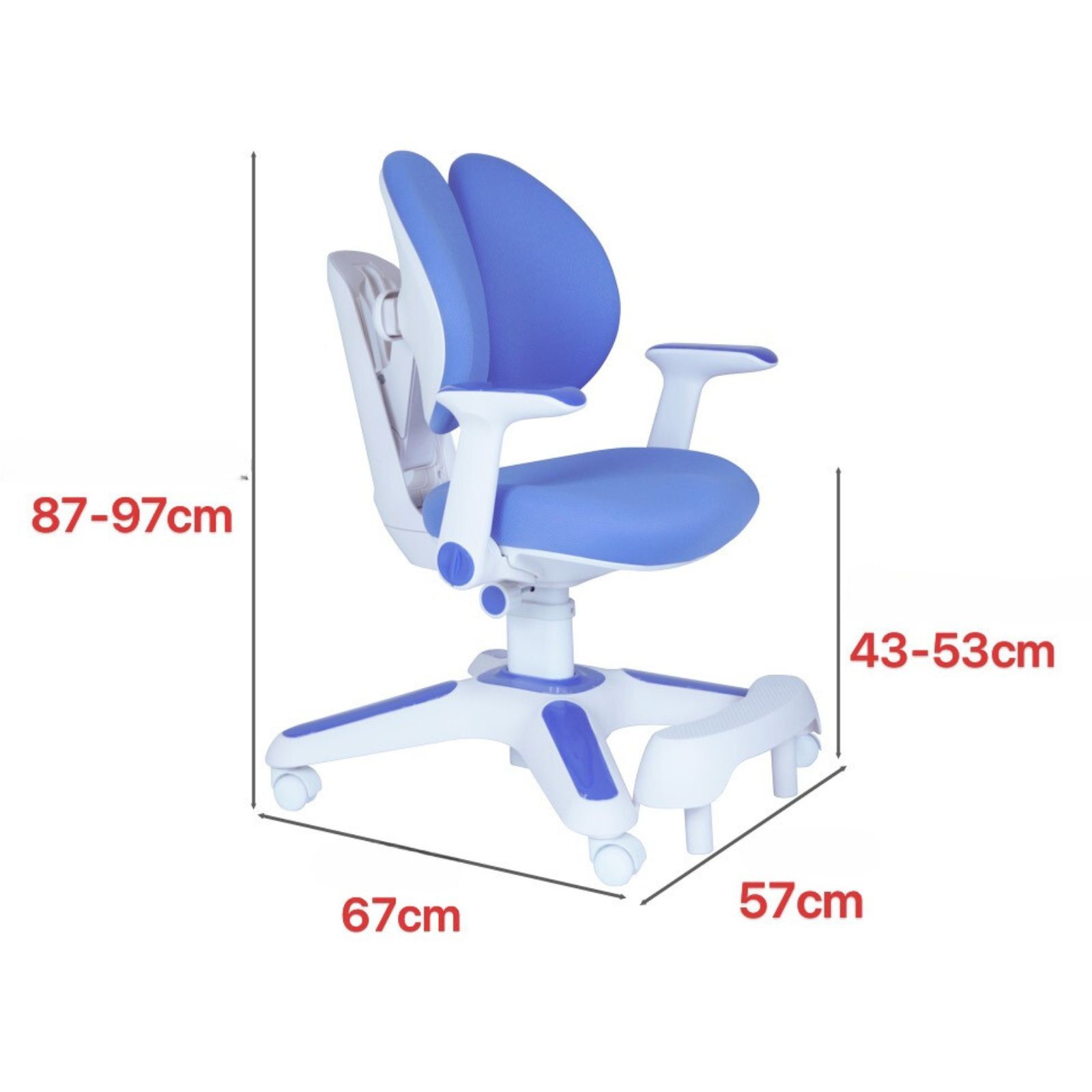Ergonomic Children Kids Study Chair Set of 6 Height Adjustable - Blue