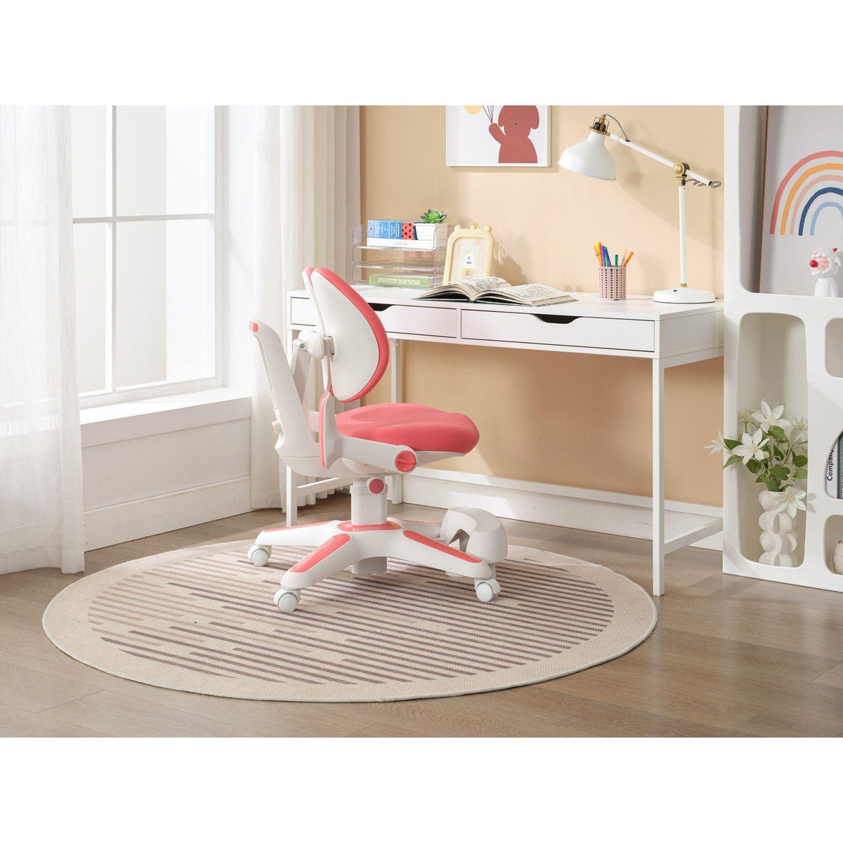 Ergonomic Children Kids Study Desk and Chair Set Height Adjustable - Pink