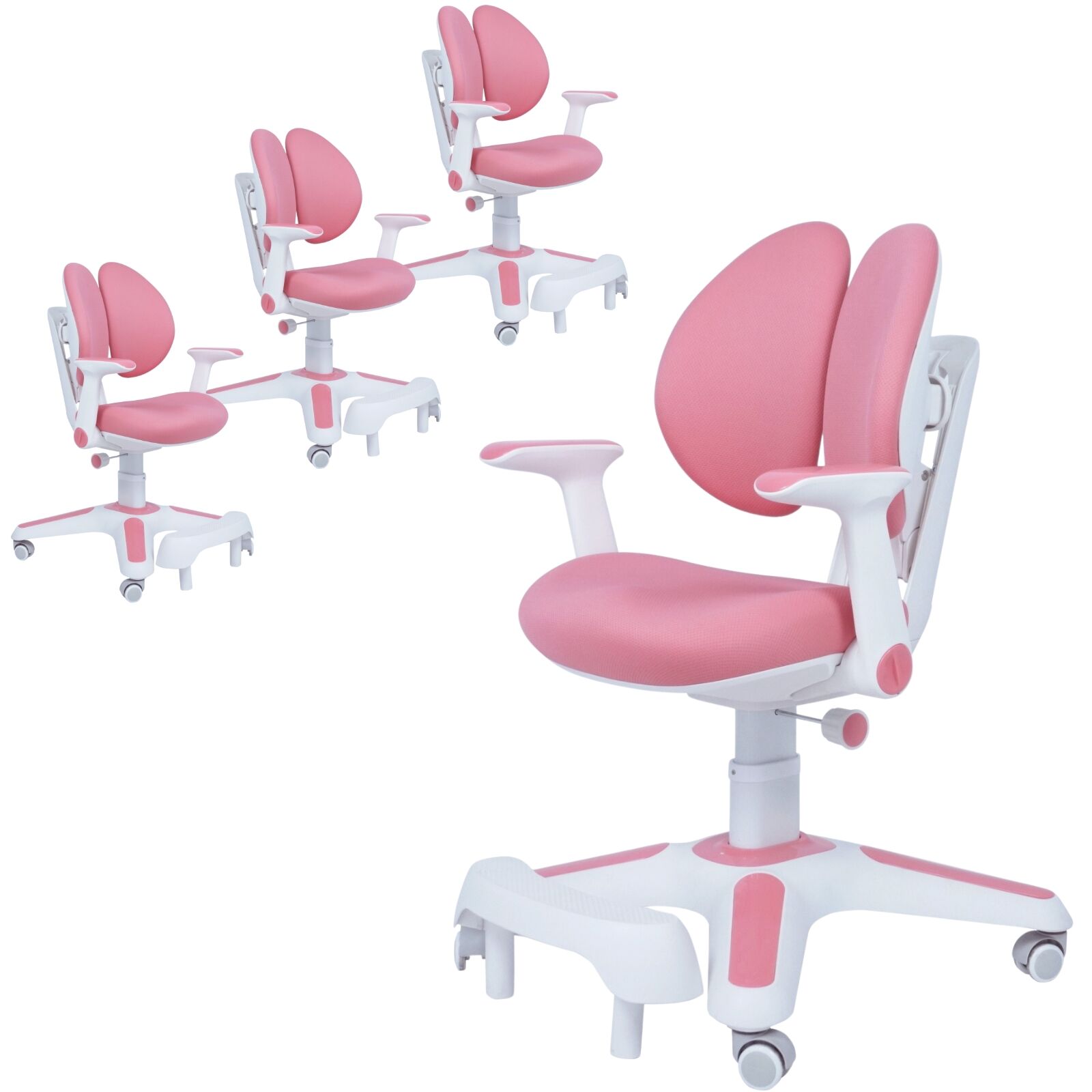 4x Ergonomic Children Kids Study Chairs Height Adjustable - Pink