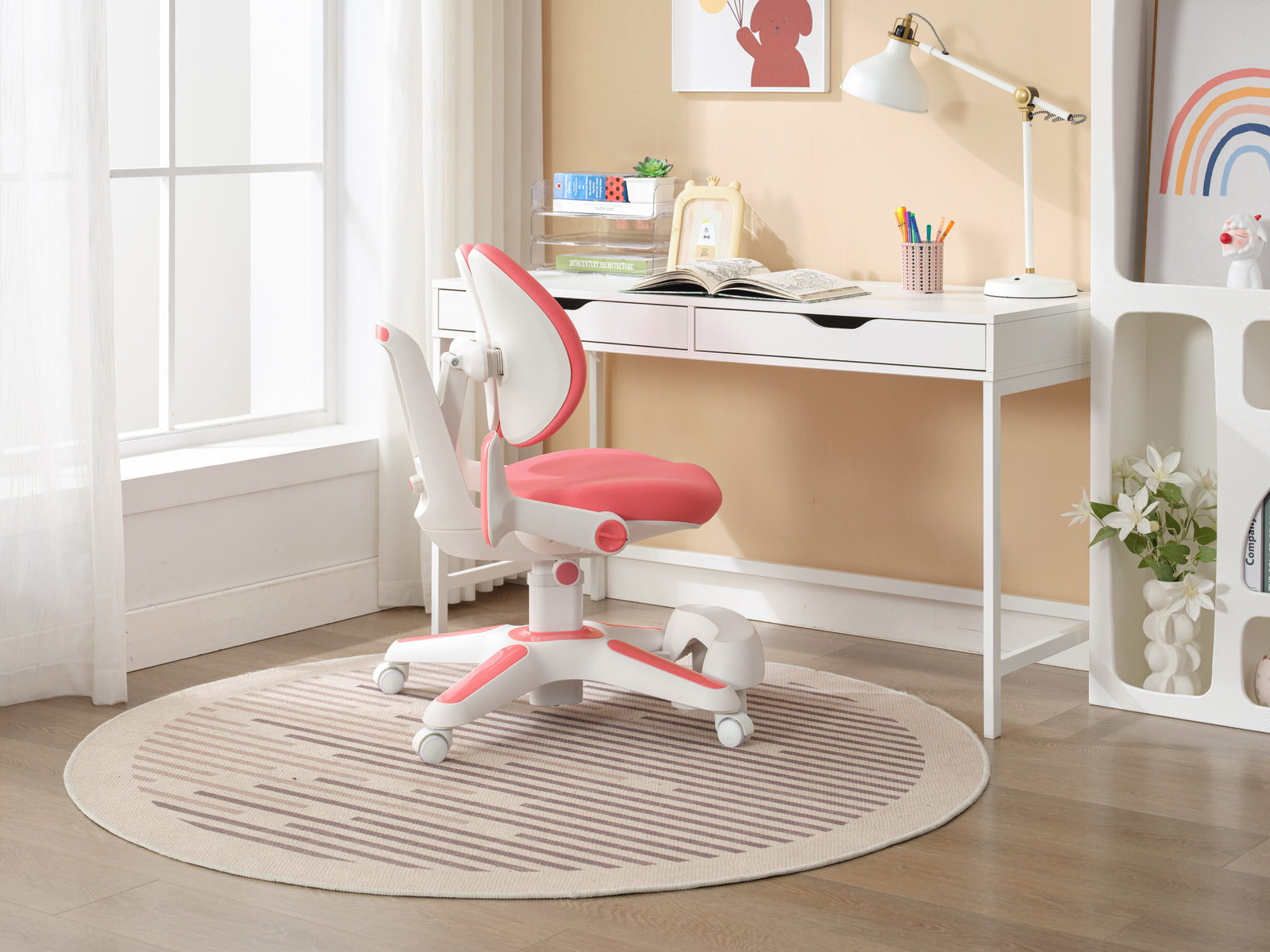 4x Ergonomic Children Kids Study Chairs Height Adjustable - Pink