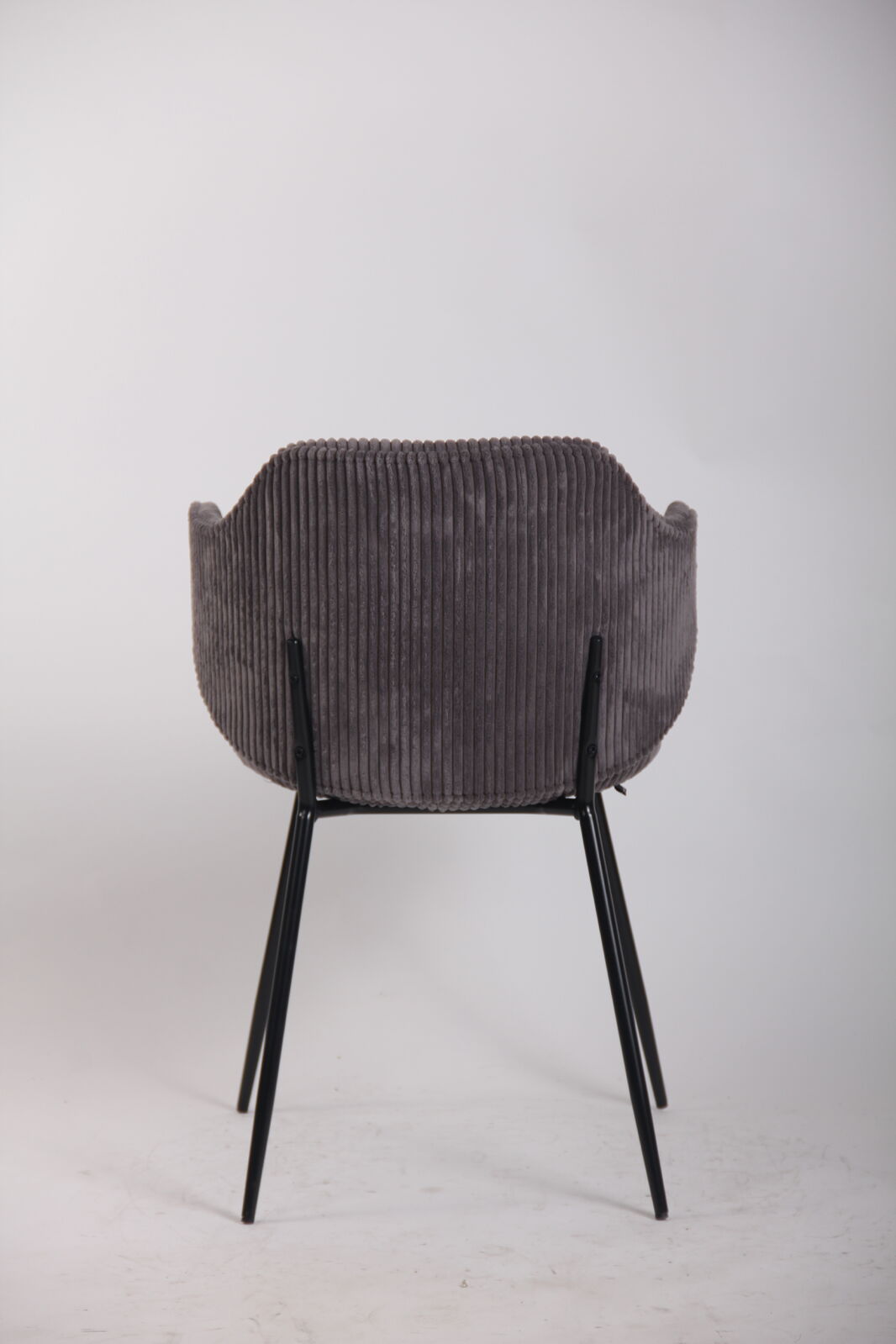 Set of 4 Dining Chairs with Corduroy Cord Fabric in Dark Grey Lincoln