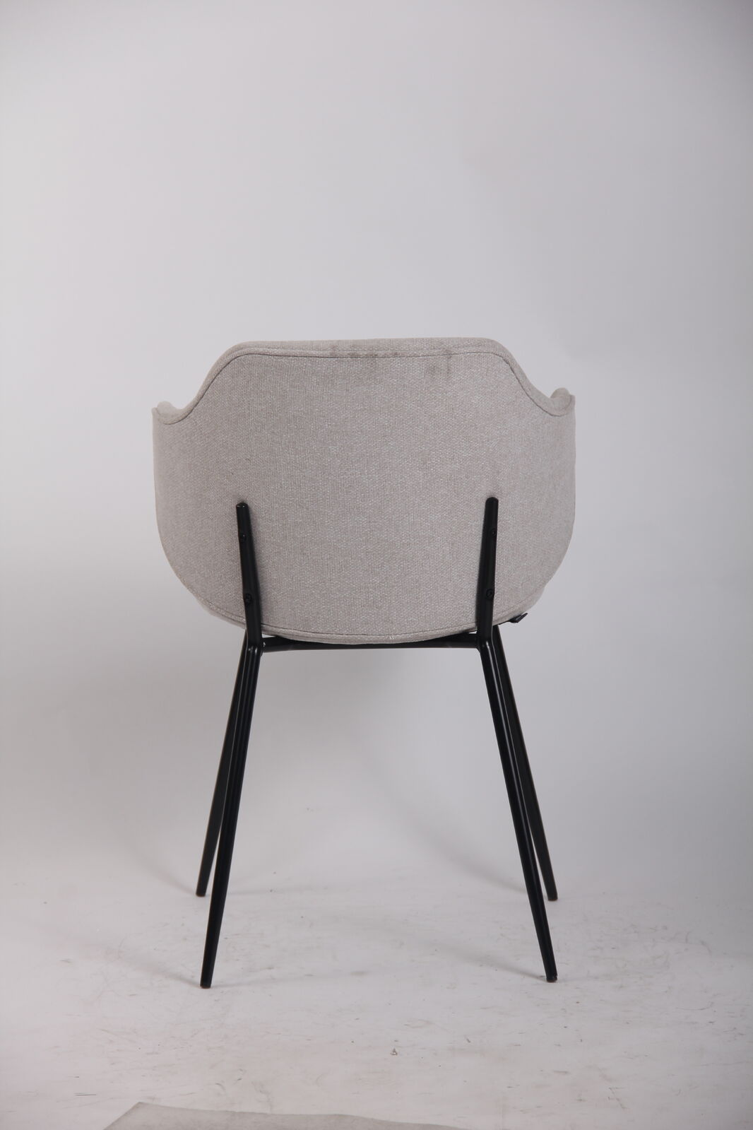 Set of 4 Dining Chairs Fabric with Metal Legs in Ivory Beige