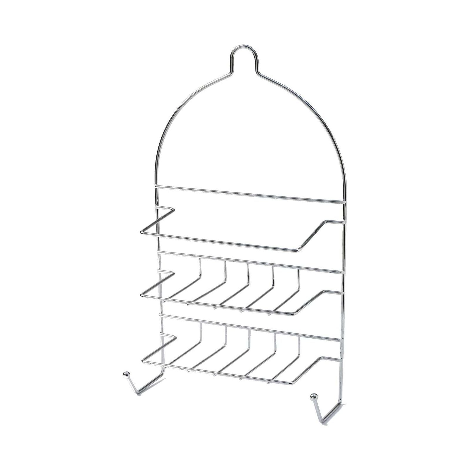 12x 2-Tier Shower Caddy Bath Rack Chrome Hanging Hook Basket 25 x 10 x 43cm - Silver