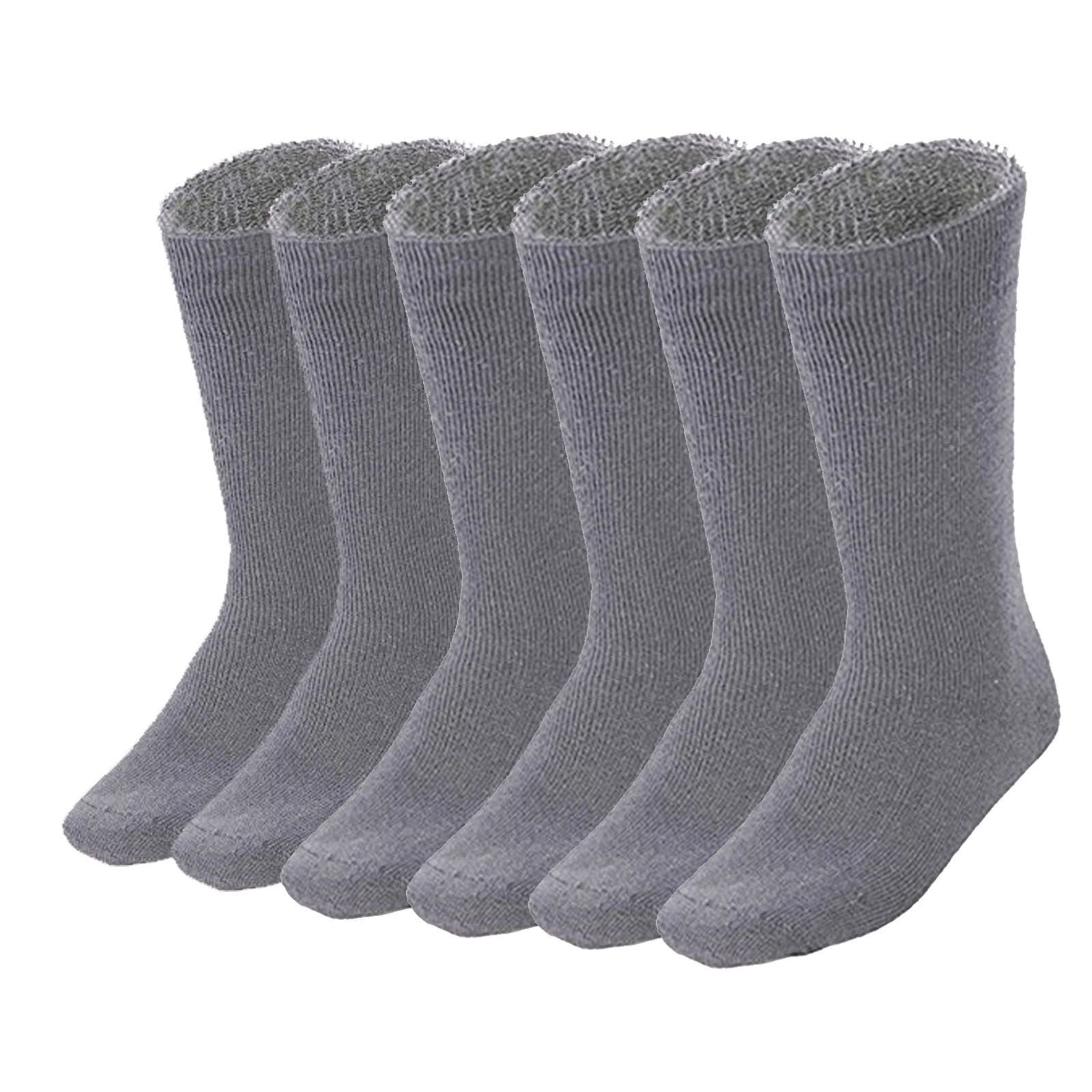 6 Pairs BAMBOO SOCKS Mens Heavy Duty Premium Thick Work Socks Cushion BULK - Charcoal Grey