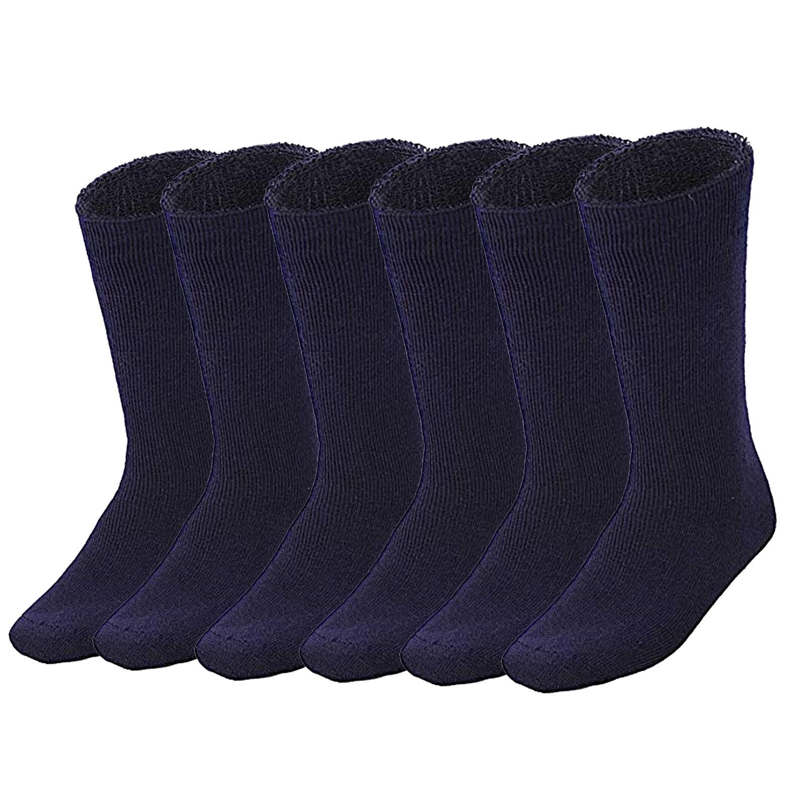 6 Pairs BAMBOO SOCKS Mens Heavy Duty Premium Thick Work Socks Cushion BULK - Navy Blue