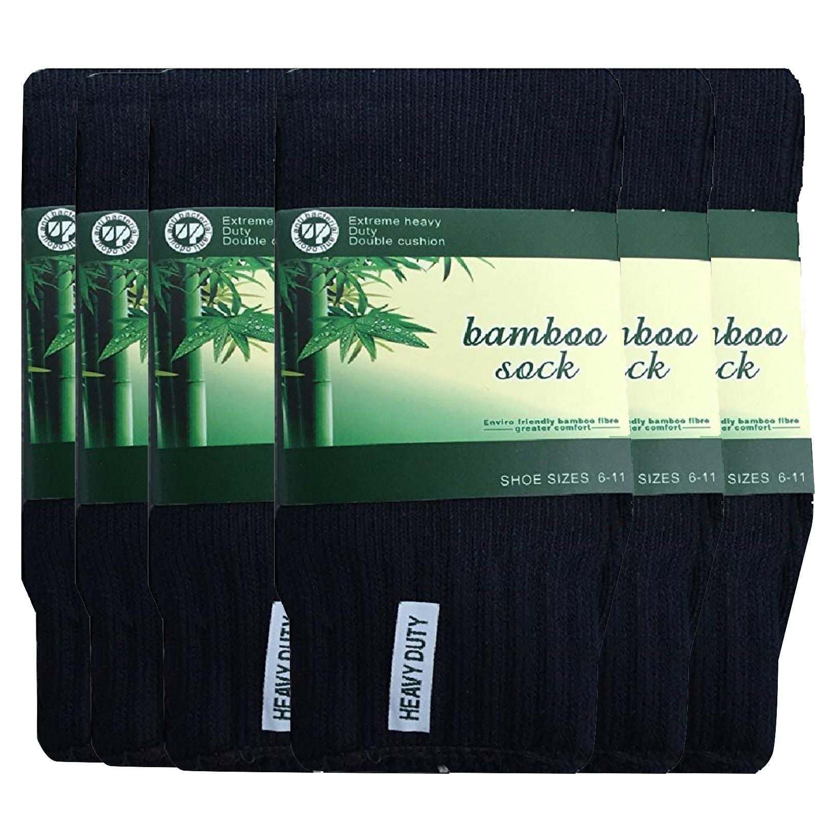 6 Pairs BAMBOO SOCKS Mens Heavy Duty Premium Thick Work Socks Cushion BULK - Navy Blue