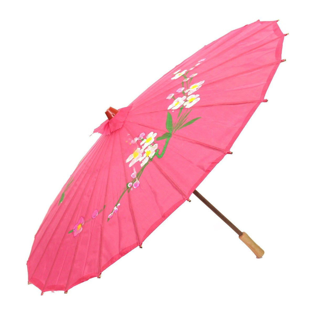 6x PARASOL UMBRELLA Chinese Japanese Bamboo Flower Pattern 80cm Large BULK - Hot Pink