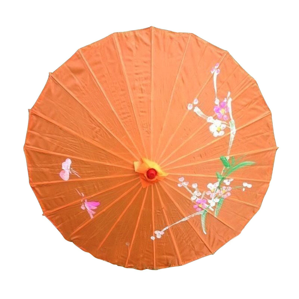 6x PARASOL UMBRELLA Chinese Japanese Bamboo Flower Pattern 80cm Large BULK - Orange