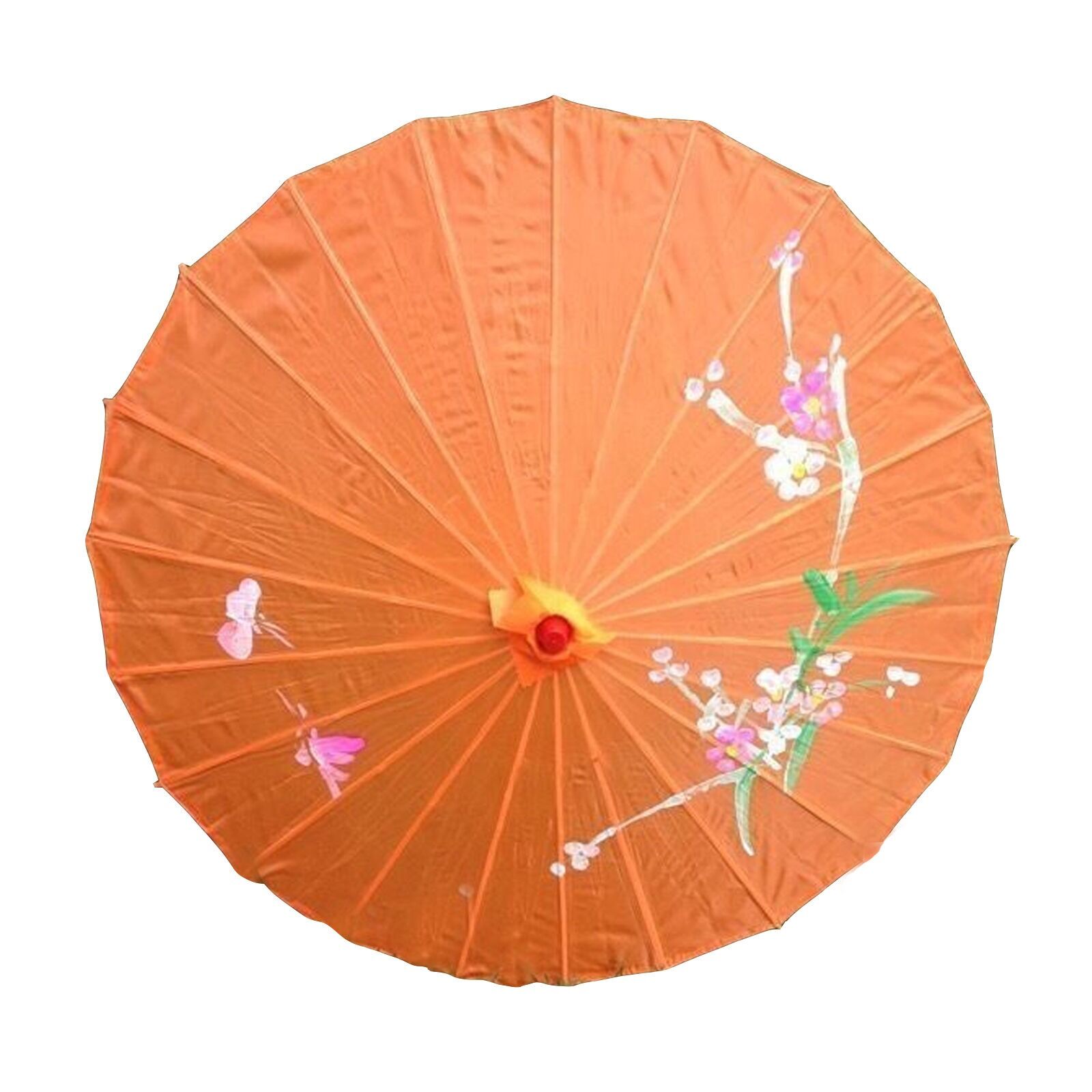 6x PARASOL UMBRELLA Chinese Japanese Bamboo Flower Pattern 80cm Large BULK - Orange