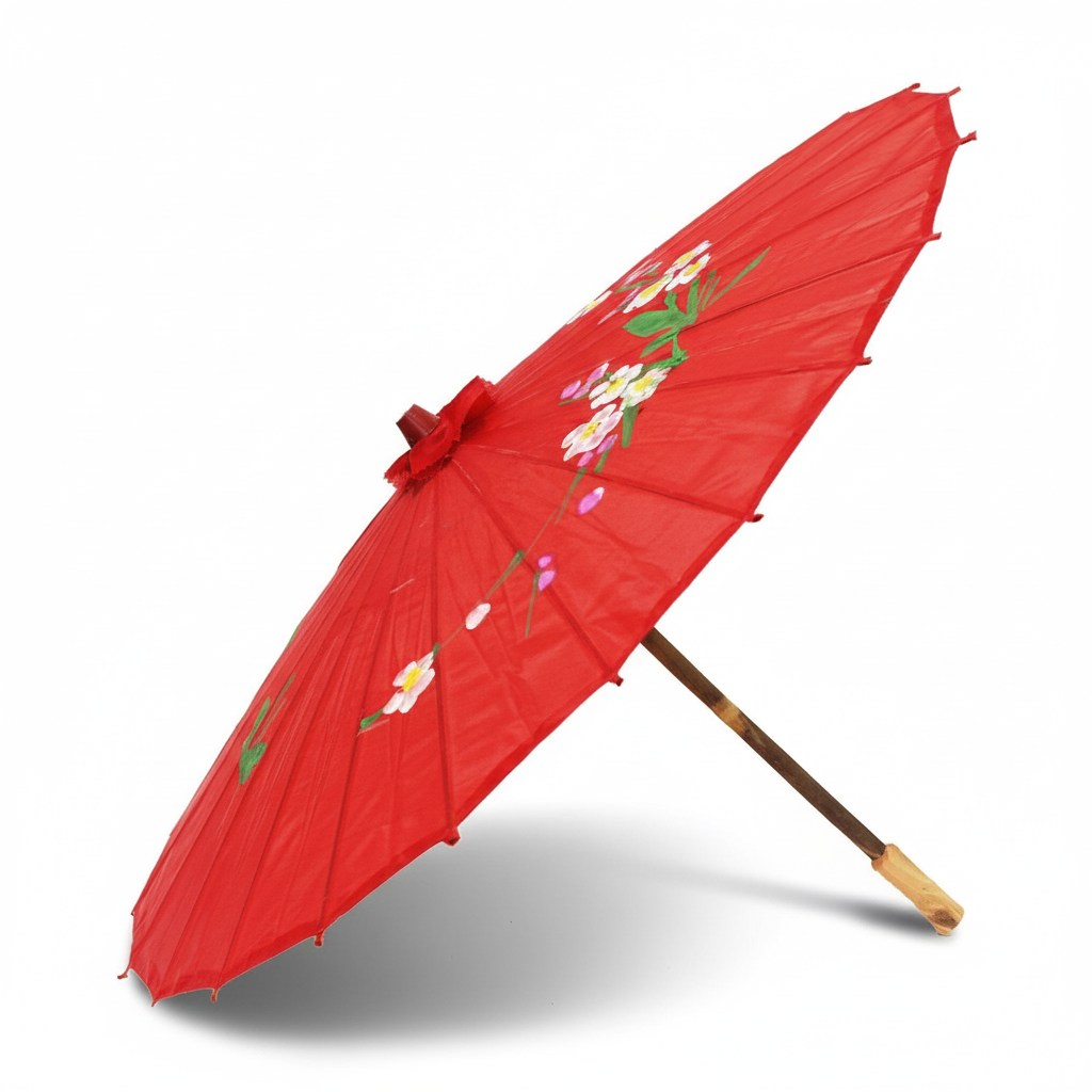 6x PARASOL UMBRELLA Chinese Japanese Bamboo Flower Pattern 80cm Large BULK - Red