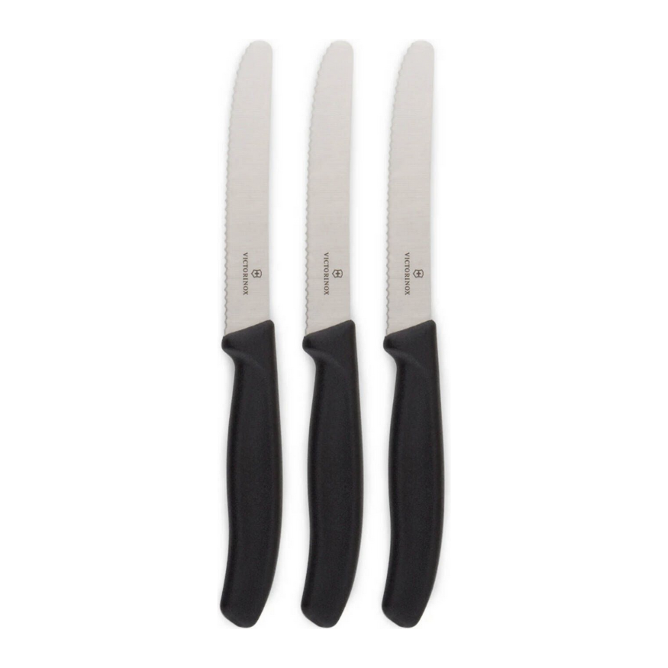 3x Victorinox Standard Wavy Edge Steak and Tomato Knife - Black