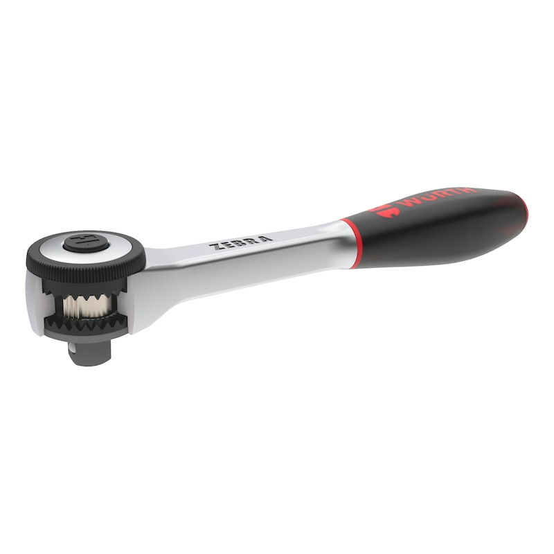 Wurth 3/8&quot; Reversible Ratchet Wrench 360° Twist Handle Chrome Vanadium 175mm DIN 3122