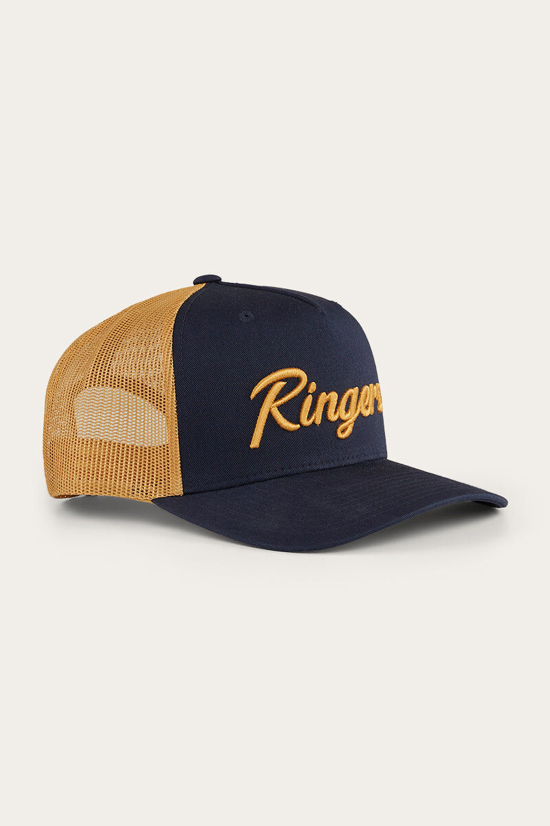 Ringers Western Hackett Trucker Baseball Cap Hat in Navy/Clay
