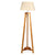 155cm Large Bamboo Wooden Tripod Floor Lamp w Beige Linen Light Shade