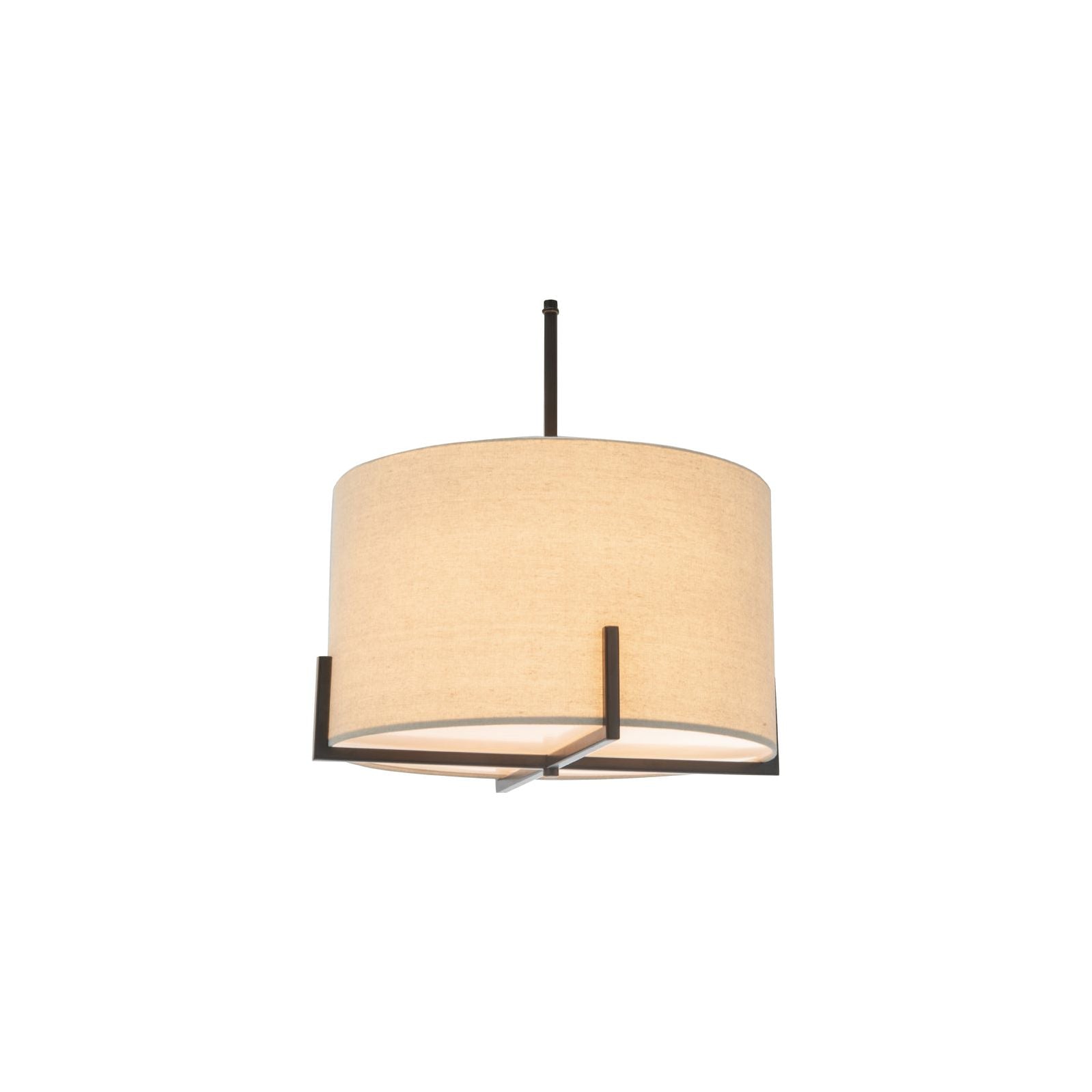 Modern Scandi Metal Hanging Pendant Lamp w/ Linen Shade Light - Matte Black