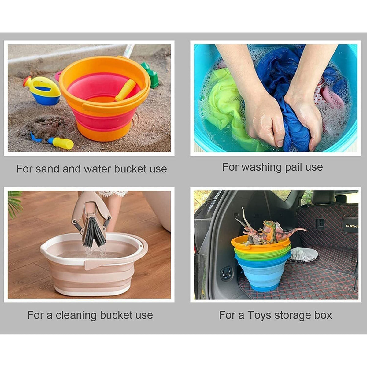 7 Litre Foldable Collapsible Silicone Bucket for Home/Hiking/Camping/Fishing - Green