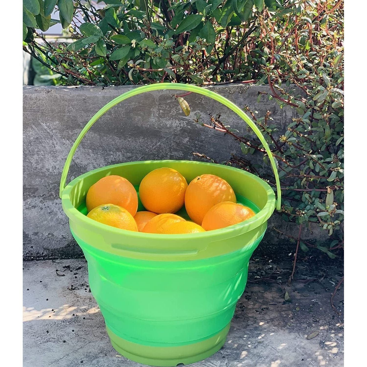 7 Litre Foldable Collapsible Silicone Bucket for Home/Hiking/Camping/Fishing - Green