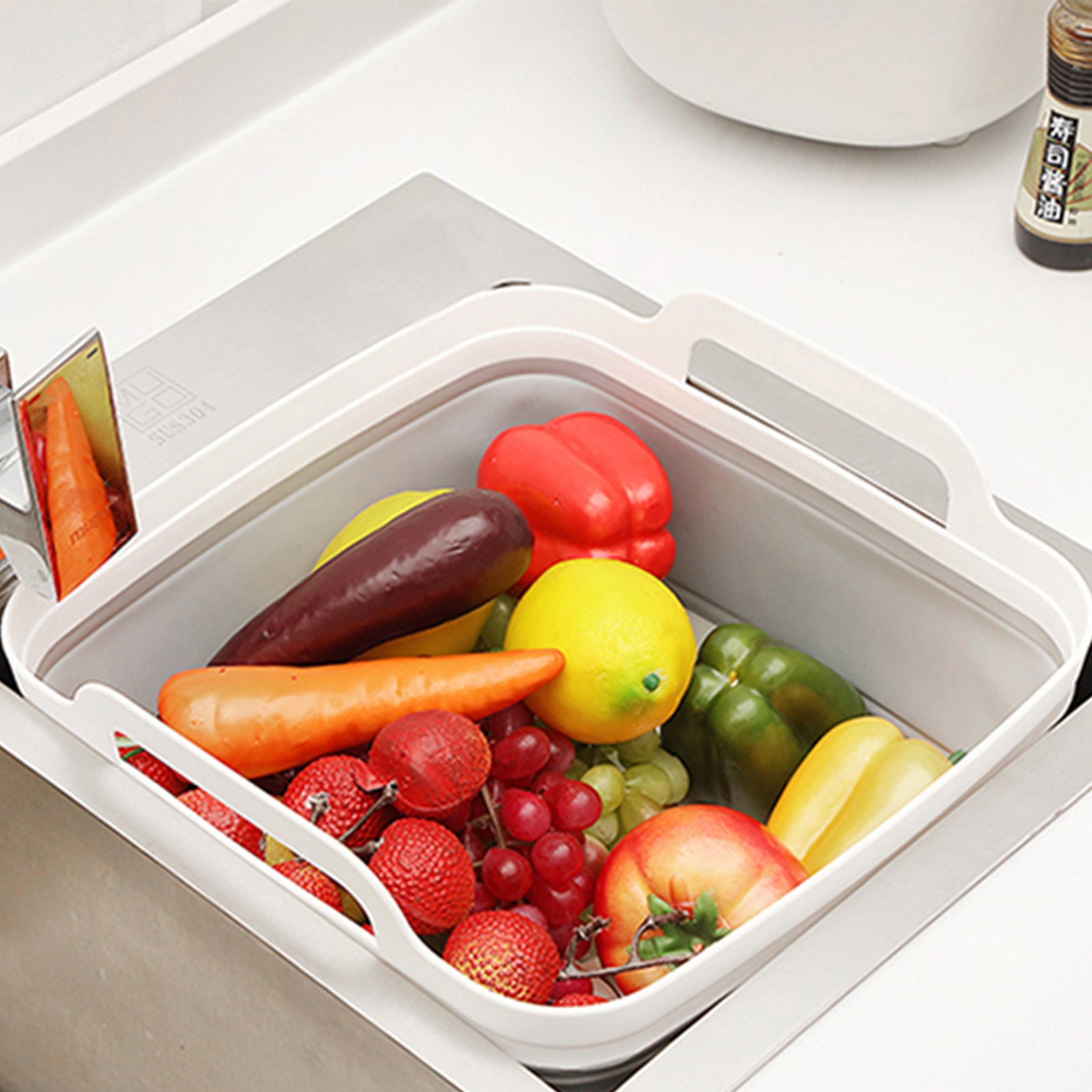 Collapsible Strainer Foldable Fruit Veggies Wash Colander Travel Storage Basket