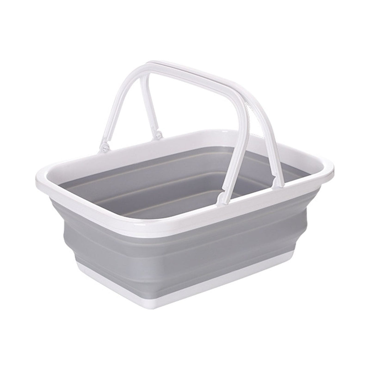 9L Collapsible Laundry Basket Washing Clothes w/Handles Bin Foldable - Grey/White