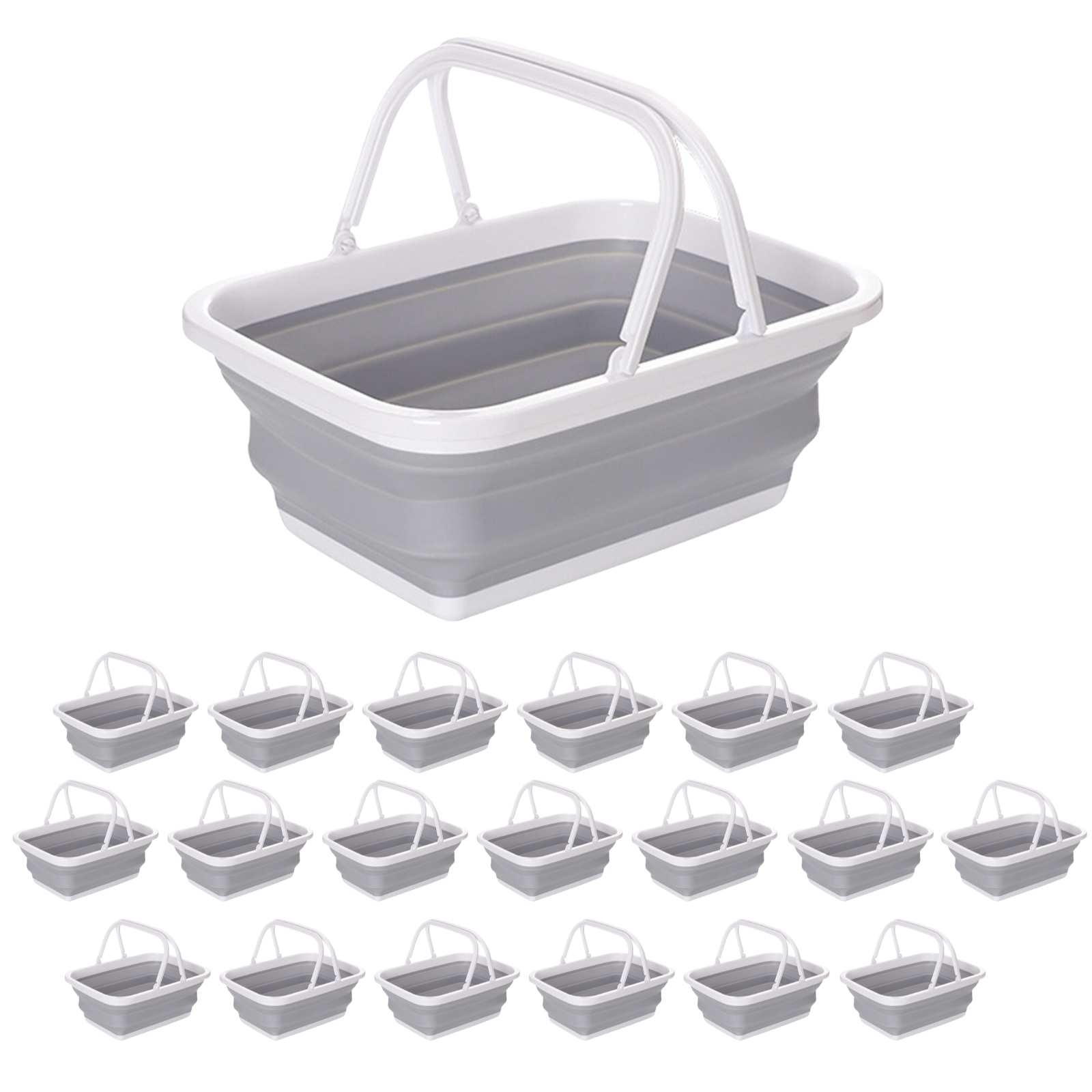 20x 9L Collapsible Laundry Folding Clothes Basket w Handles Bin Bulk -Grey/White