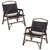 2x Bamboo Canvas Foldable Outdoor Camping Chair Wooden Travel Picnic Park - Black