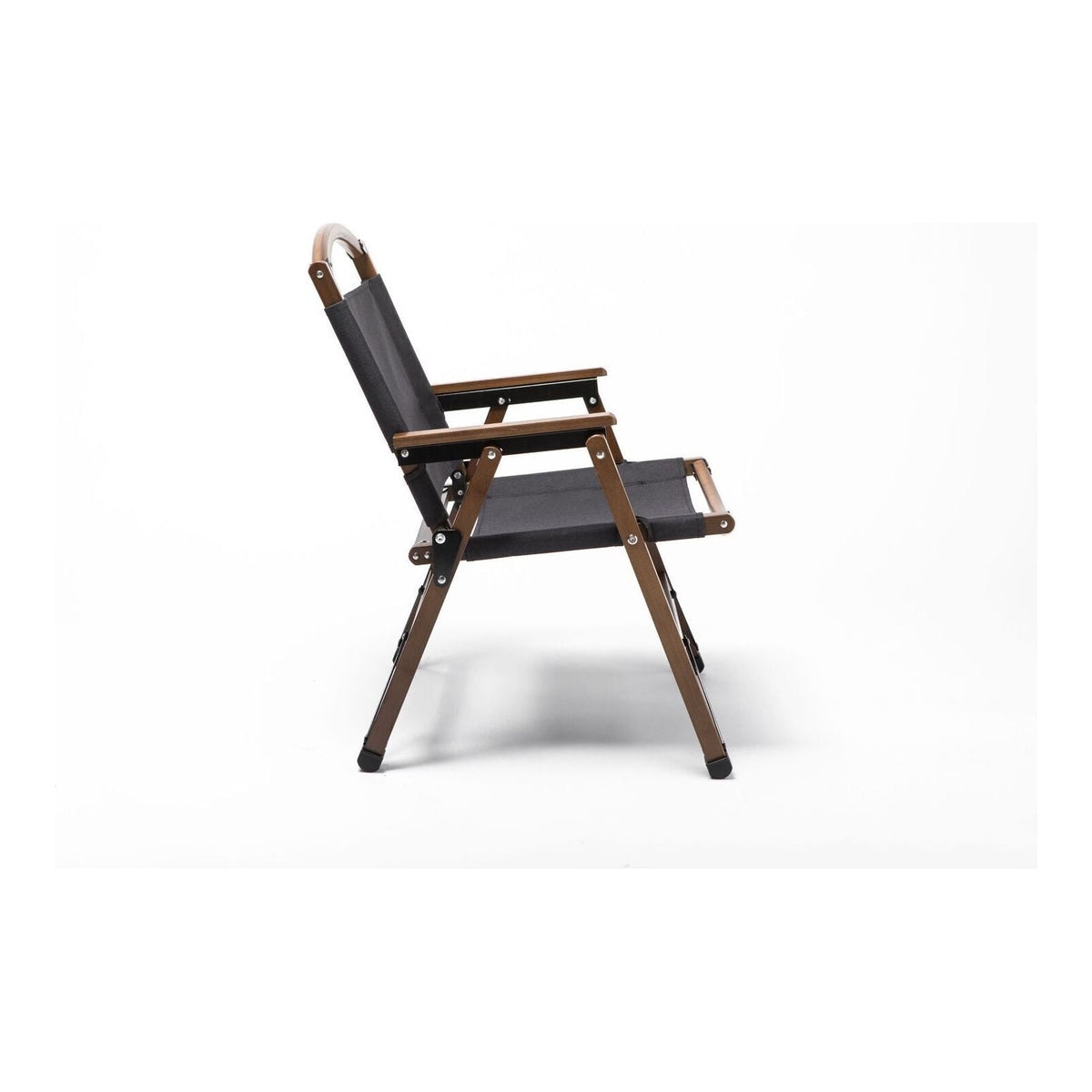 2x Bamboo Canvas Foldable Outdoor Camping Chair Wooden Travel Picnic Park - Black