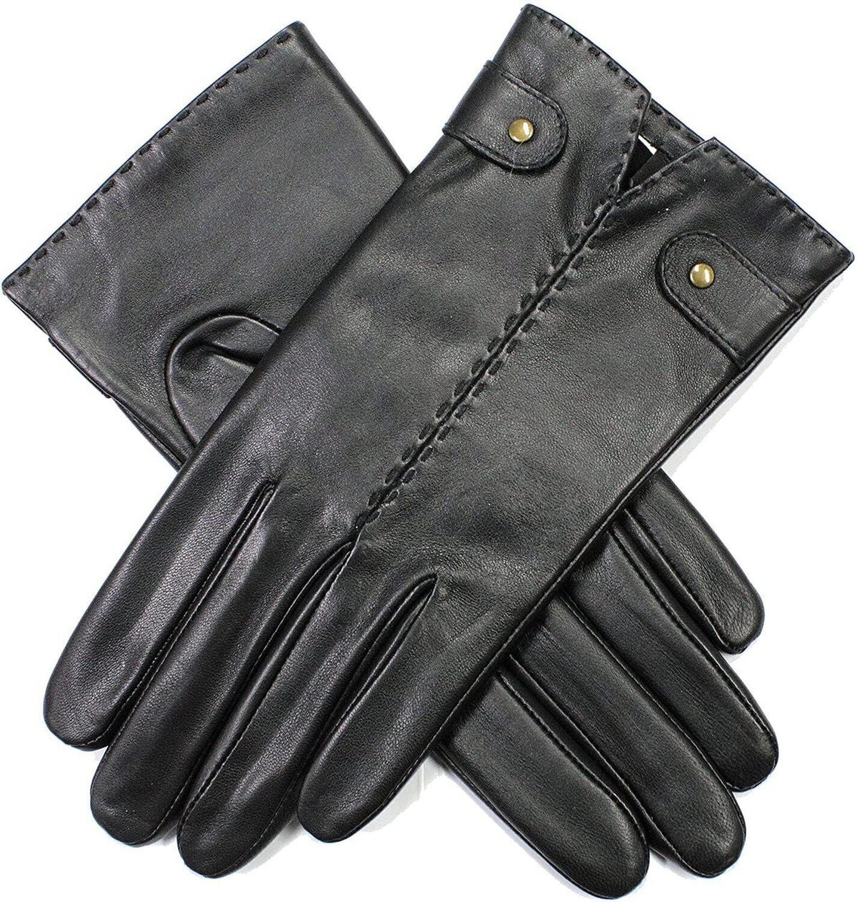 Dents Womens Audrey Leather Gloves with Fleece Lining Hand Stitched in Brown