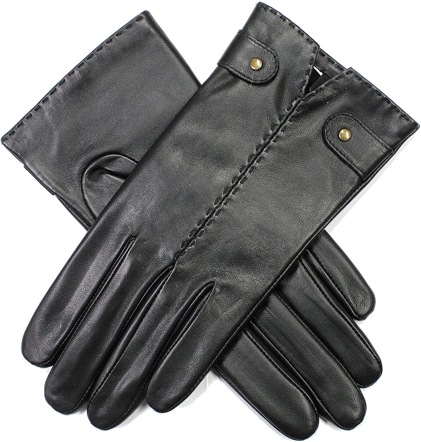Dents Womens Audrey Leather Gloves with Fleece Lining Hand Stitched in Brown