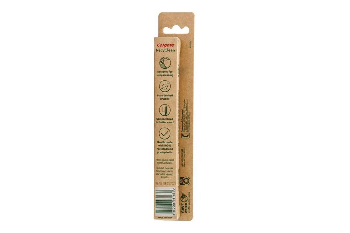 Colgate Toothbrush 100% Recycled Food Grade Plastic Handle Soft Bristles