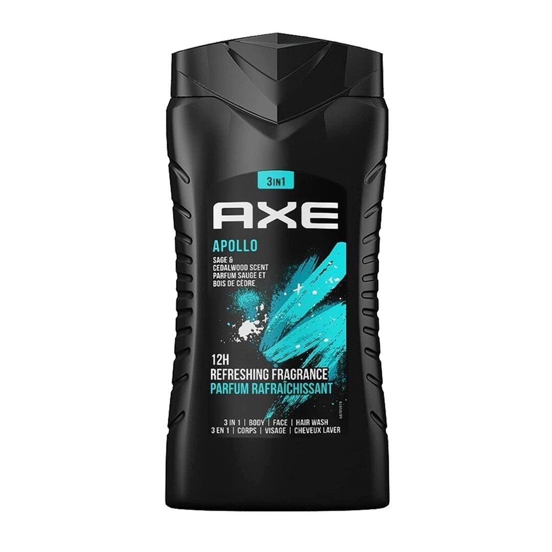 AXE Apollo 3-in-1 Body Face &amp; Hair Wash in Green Fruit Sage Scent – 250mL