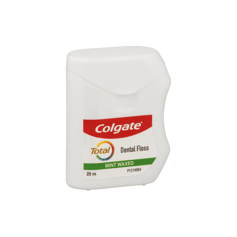 6x Colgate Total Dental Floss Mint Waxed Plaque Removal Gum Care - 25m
