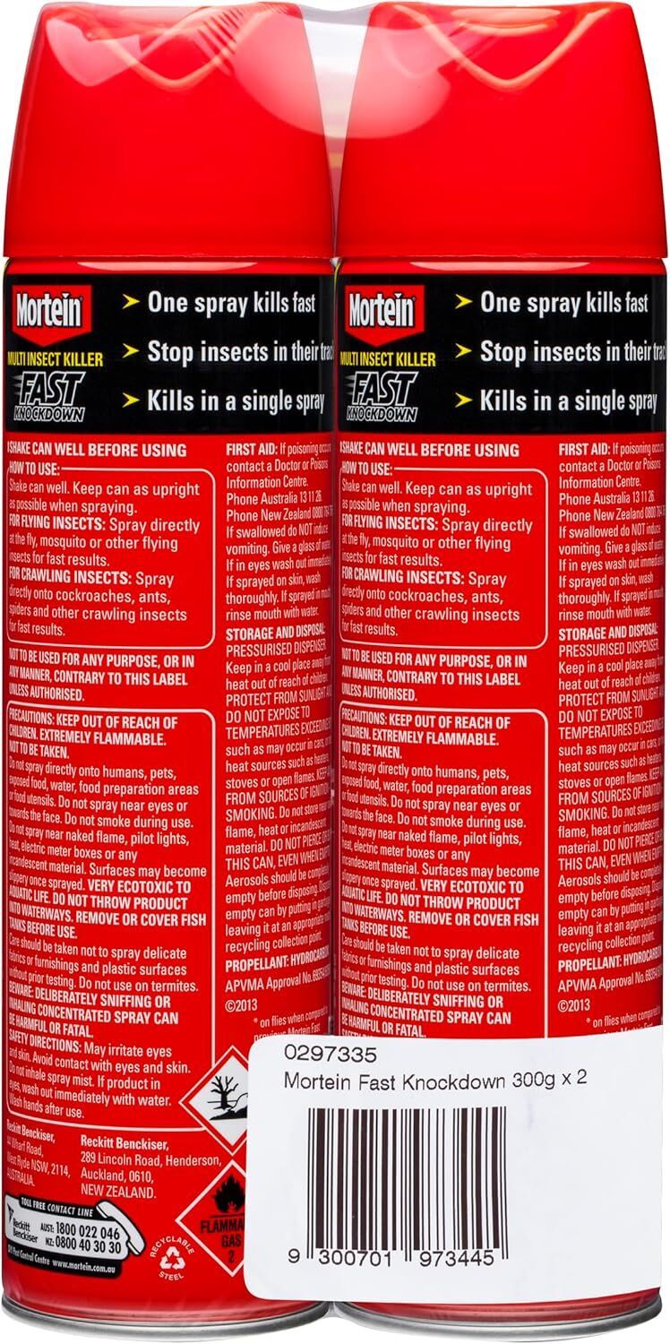 2 Packs of 2 300g Mortein Fast Knockdown Multi Insect Killer Surface Spray (4 Total)