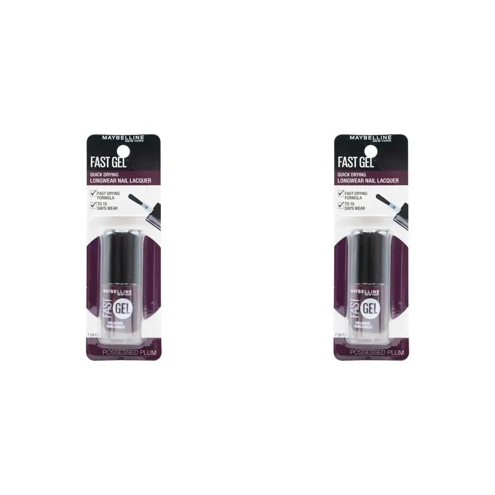 2x Maybelline Fast Gel Quick Drying Longwear Nail Lacquer 6.7ml  - 13 Possessed Plum