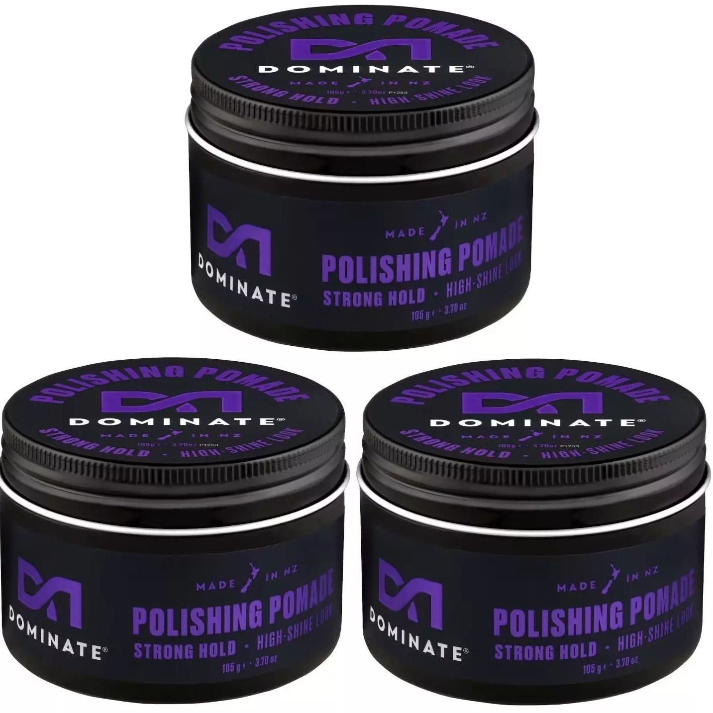 3x Dominate Polishing Pomade Strong Hold High Shine 105g