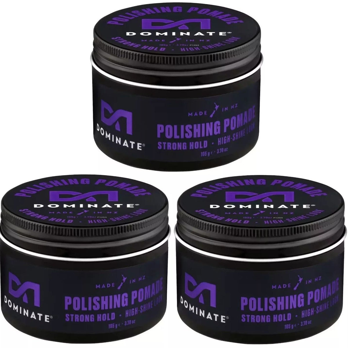 3x Dominate Polishing Pomade Strong Hold High Shine 105g