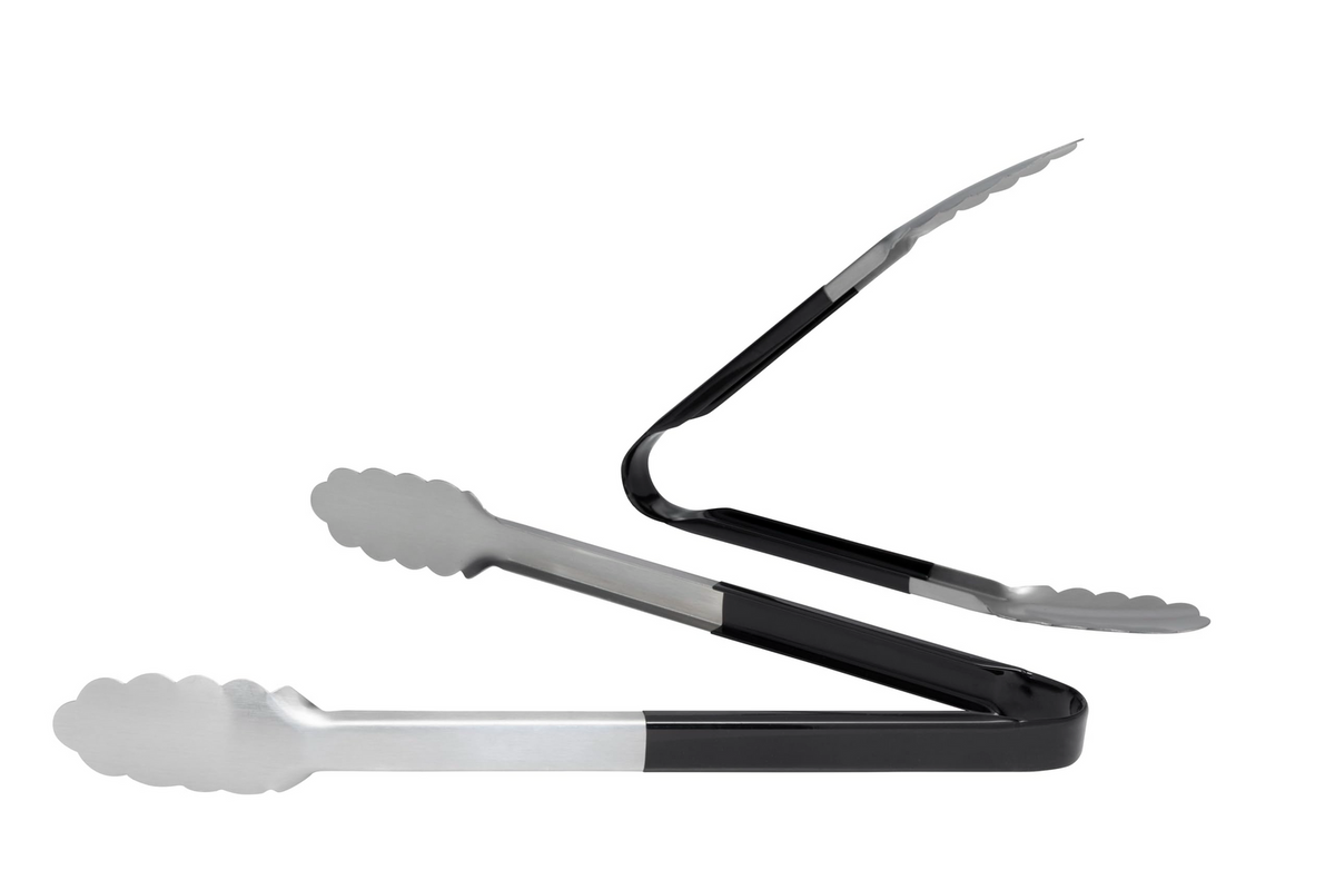 2pc Cuisena 24/30cm Stainless Steel Utility Tongs Set BBQ Cooking Utensil - Black