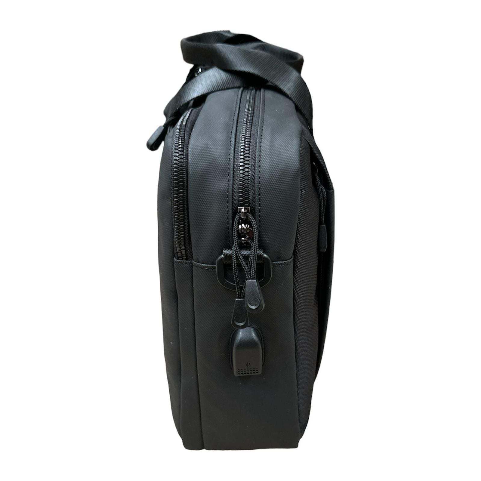 15" Futura Laptop Computer Bag Travel Work Messenger Bag w/USB Port - Black