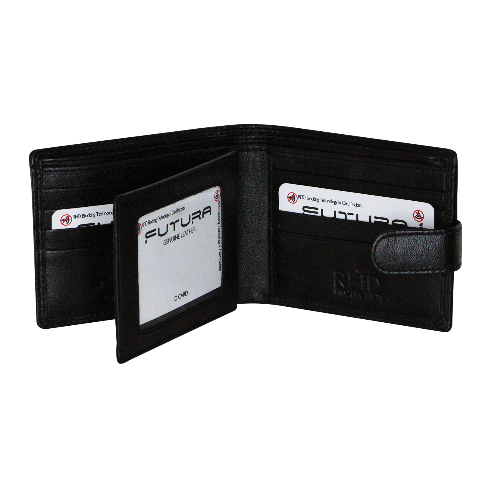 Futura Mens RFID Leather Fold Over Wallet - Black