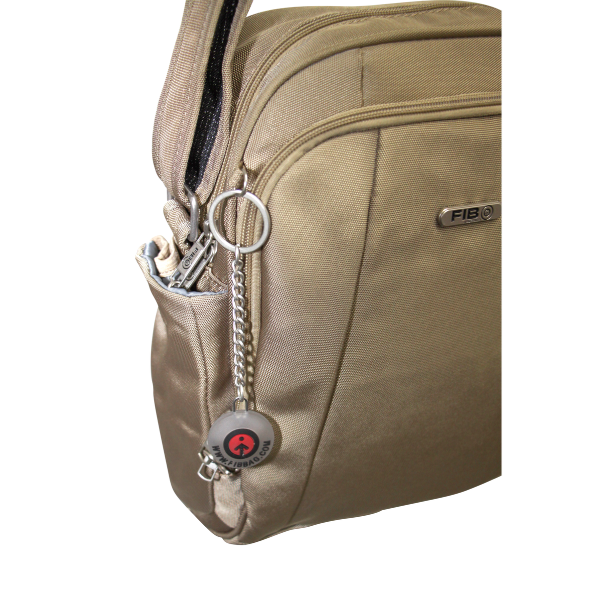 FIB Mens Tablet Crossover Travel Wallet Crossbody Shoulder Bag - Sand