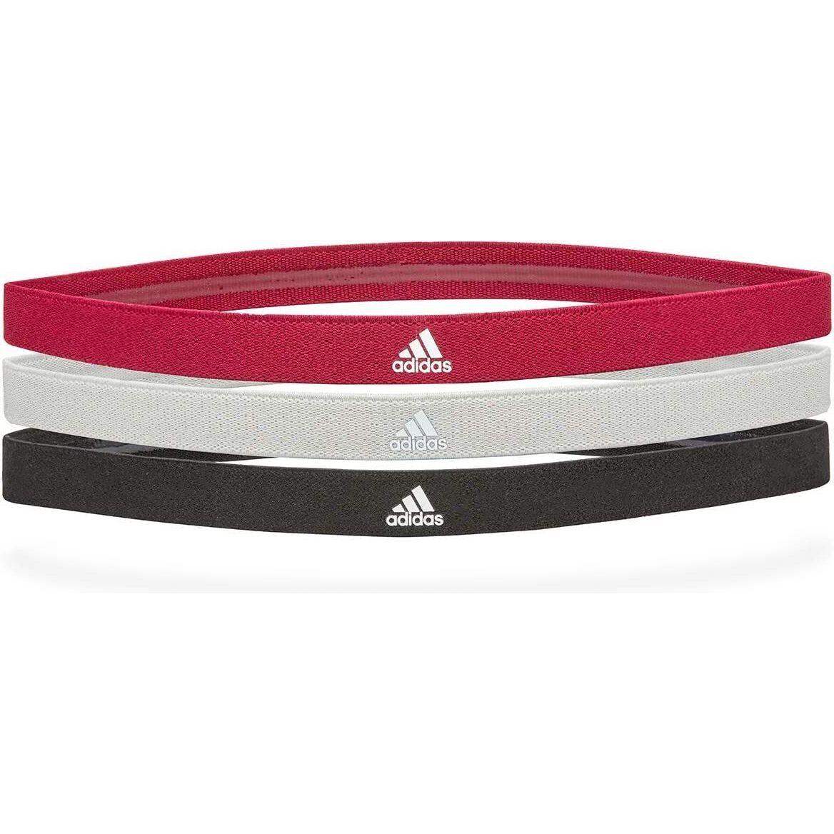 Adidas 3-Pack Sports Hair Bands Taining Stretch Headband - Black/Grey/Burgundy