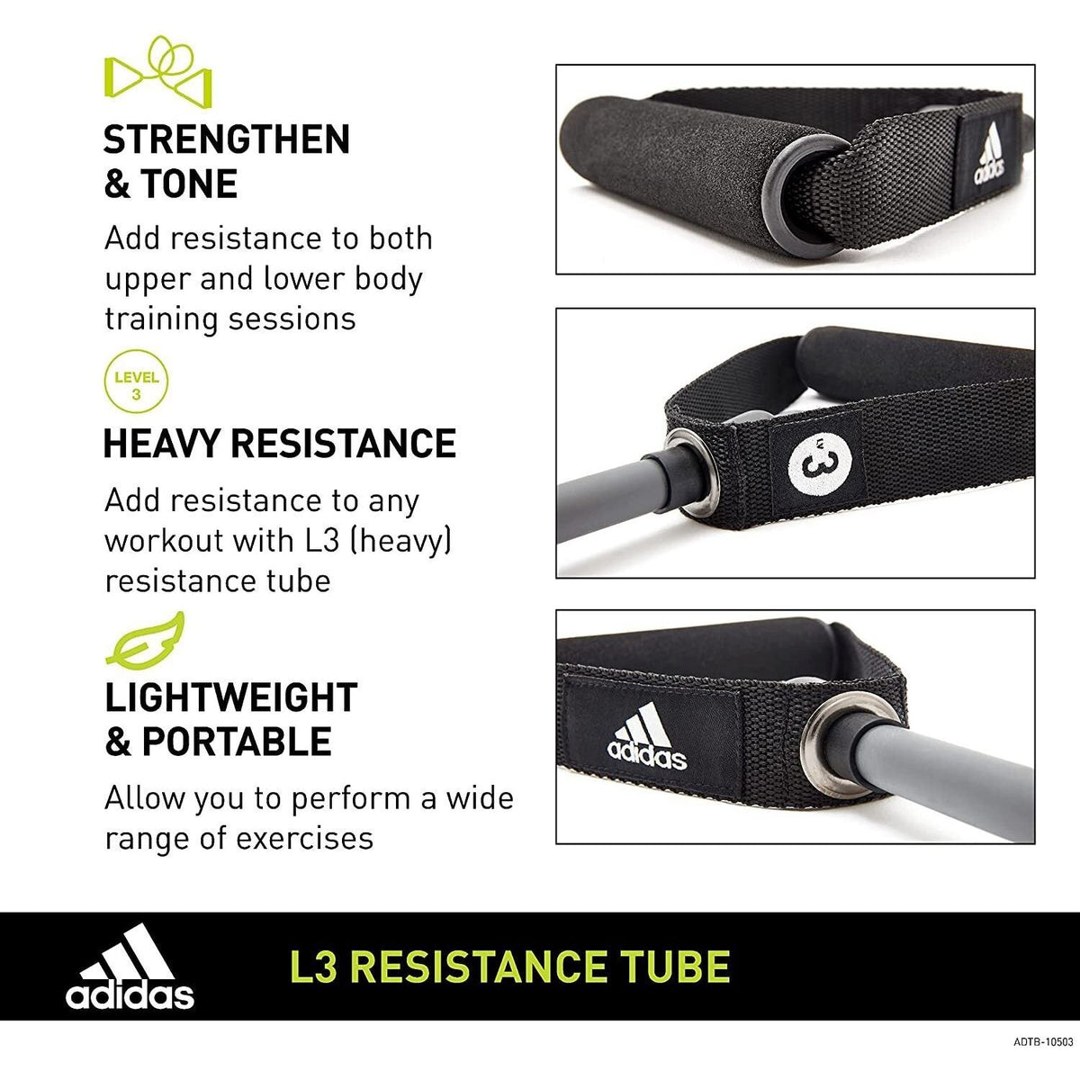 Adidas Resistance Tube Level 3 Elastic Bands Gym Fitness Yoga Workout Strap