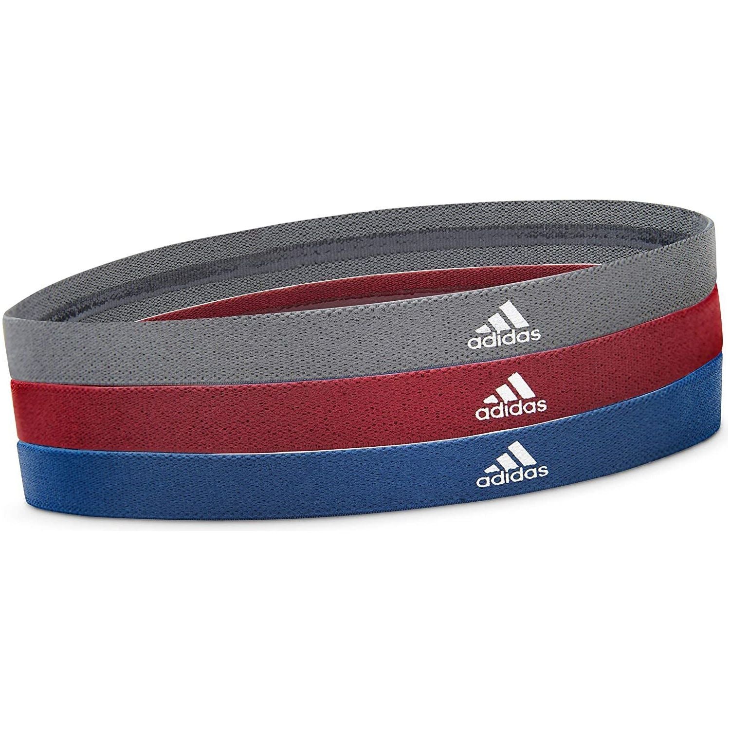 3pcs Adidas Sports Headband Hair Bands Gym Training Fitness Yoga - Grey/Blue/Burgundy