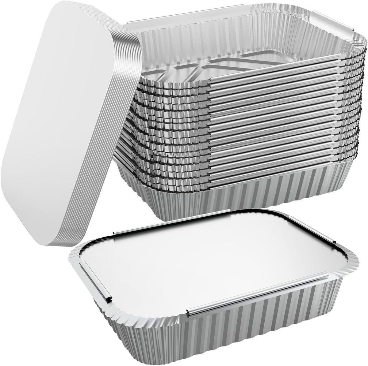 144x Aluminium Disposable Foil Food Container Trays Pans w/ Lids Covers Bulk 20x11x5cm