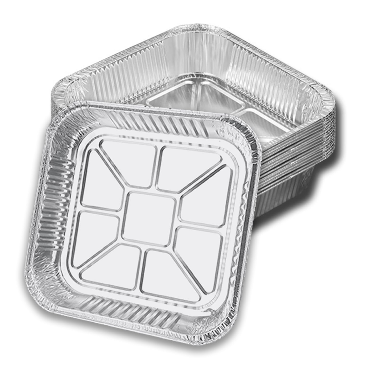 120x Aluminium Square Baking Trays Disposable - Suits Air Frying 20x20x4.5cm