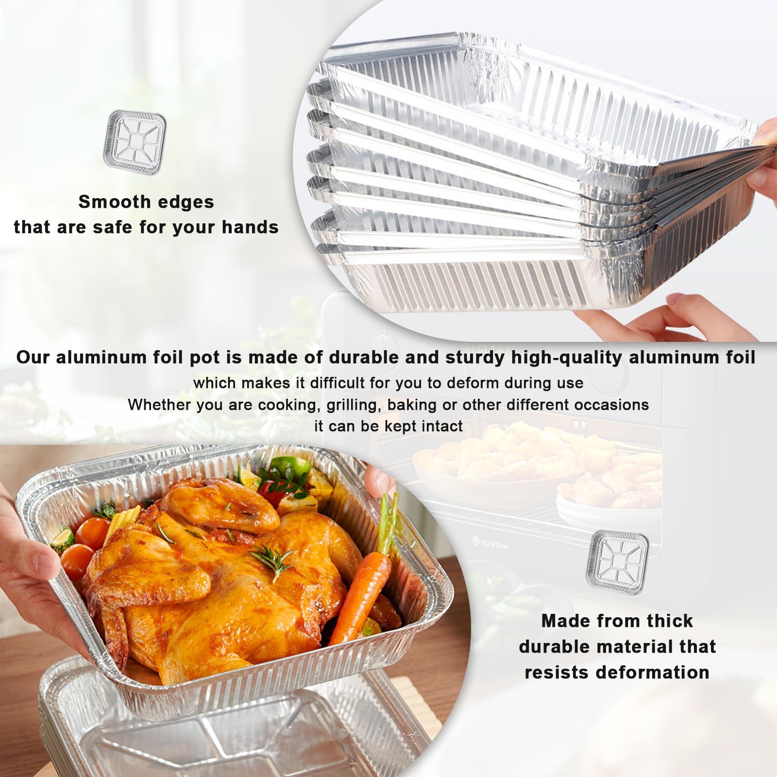 120x Aluminium Square Baking Trays Disposable - Suits Air Frying 20x20x4.5cm