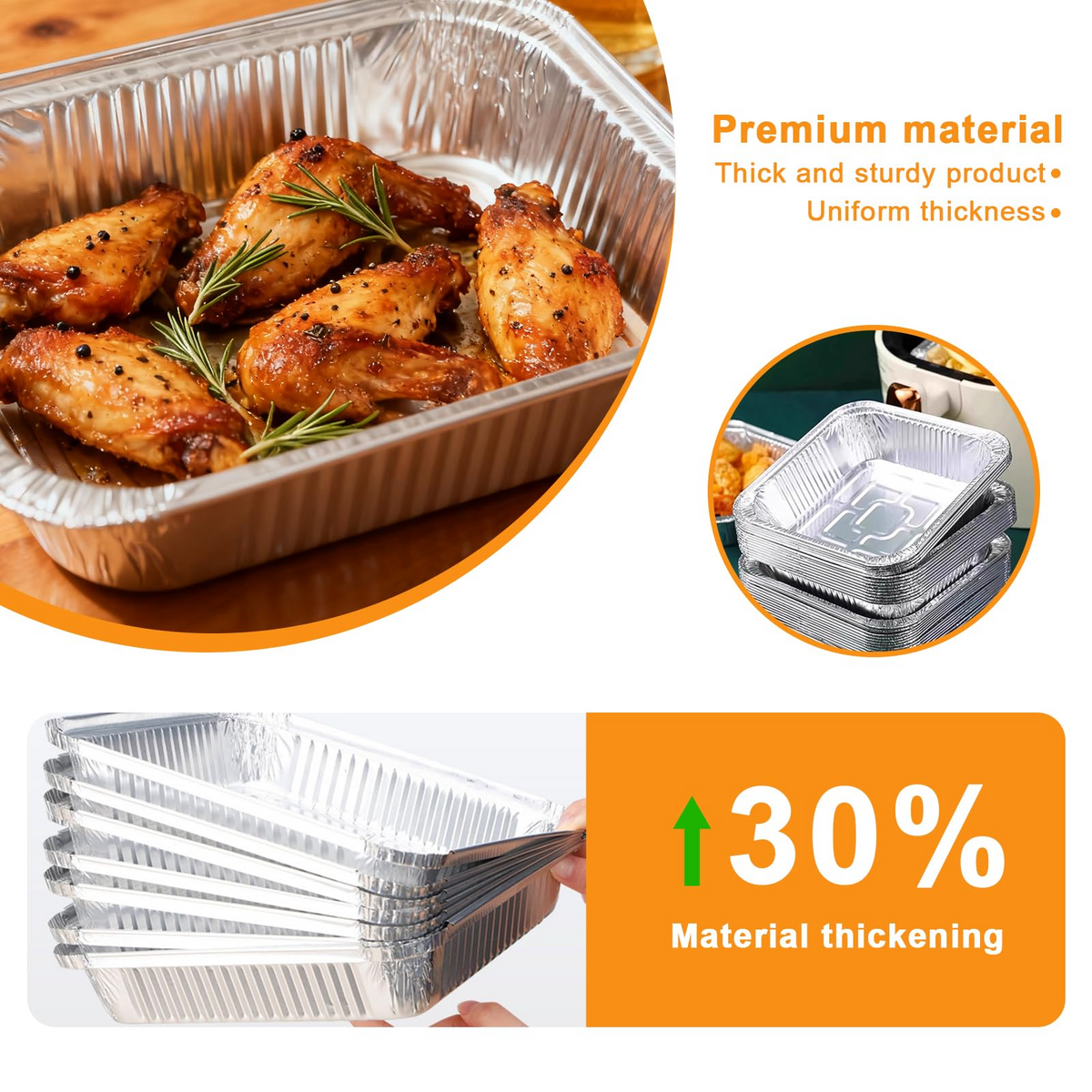 120x Aluminium Square Baking Trays Disposable - Suits Air Frying 20x20x4.5cm
