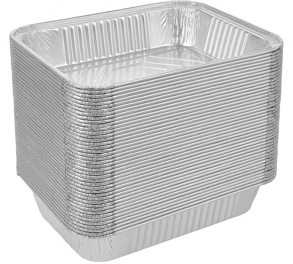 120x Aluminium Disposable Foil Food Container Trays Pans Baking Roast Bulk 22x15.5x5cm