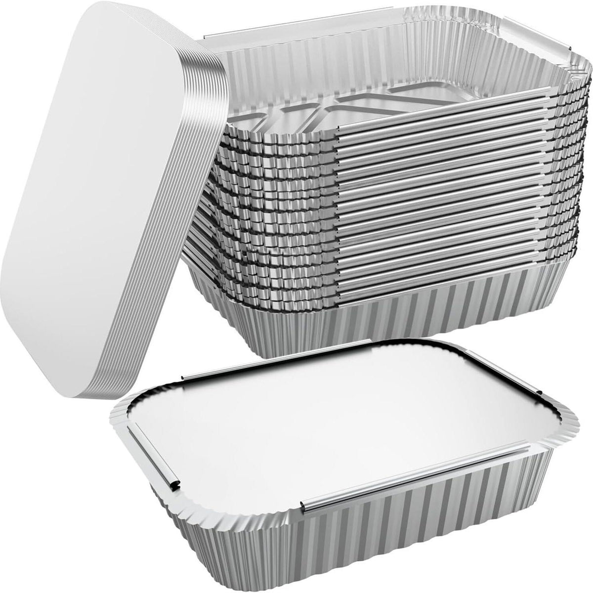 144x Aluminium Disposable Foil Food Container Trays Pans w/ Lids Covers Bulk 22cm*15cm*4.5cm