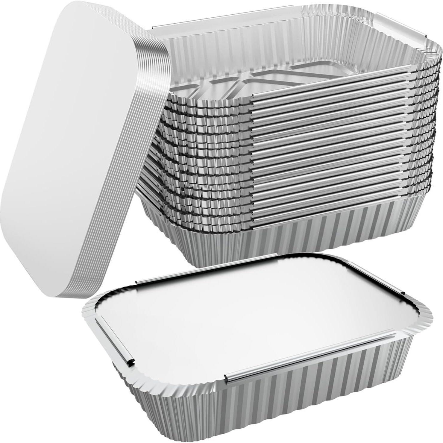 144x Aluminium Disposable Foil Food Container Trays Pans w/ Lids Covers Bulk 22cm*15cm*4.5cm