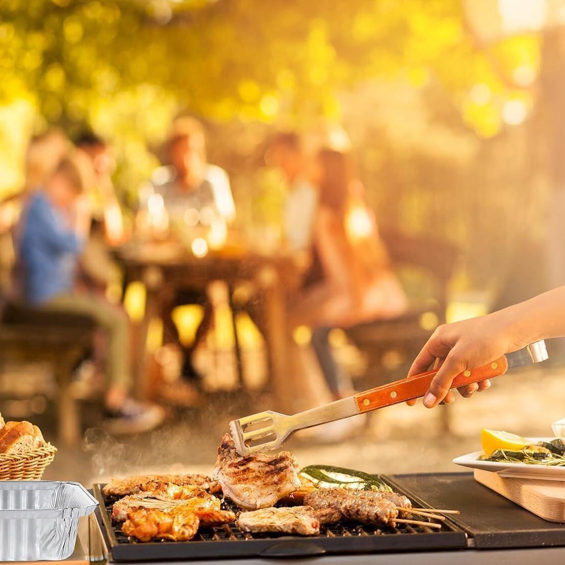 144x Aluminium Disposable Foil Food Container Trays Pans w/ Lids Covers Bulk 22cm*15cm*4.5cm